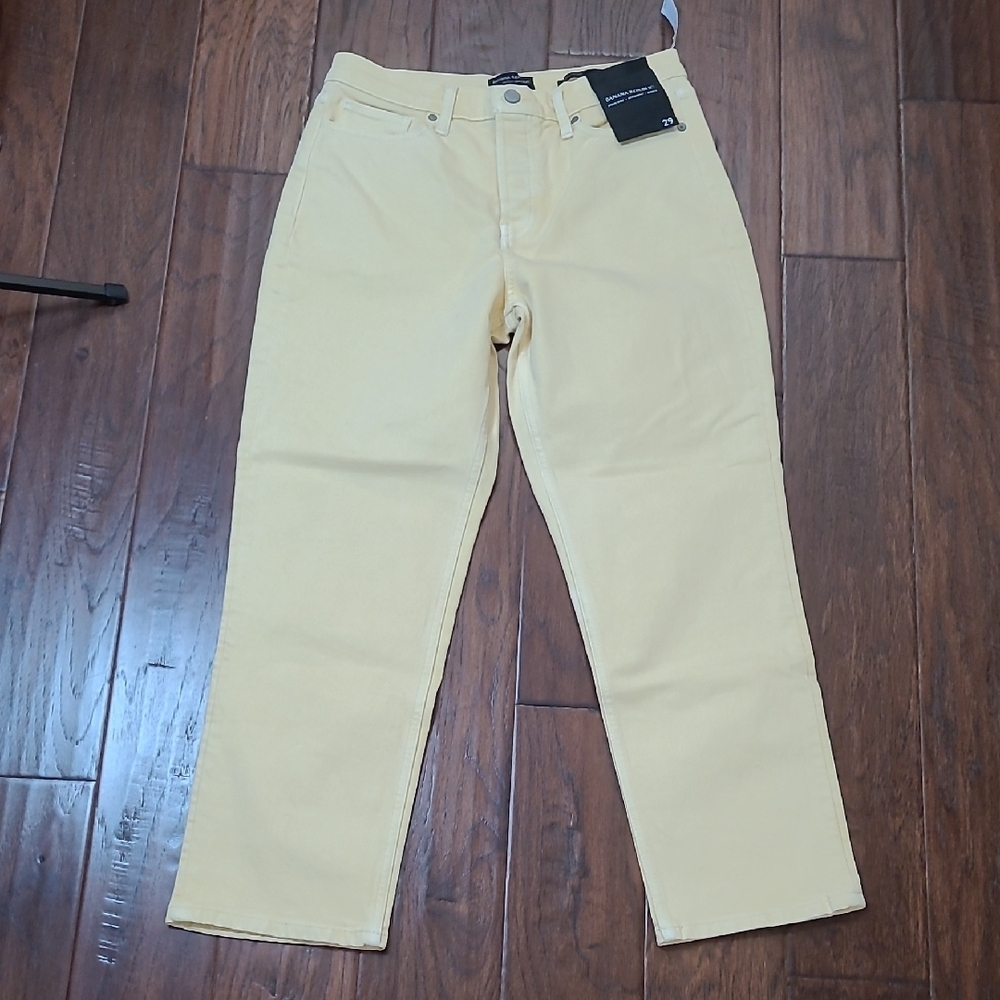 NWT Banana Republic Buttery Yellow High-Rise Straight Ankle Jeans - ButtonFly 29